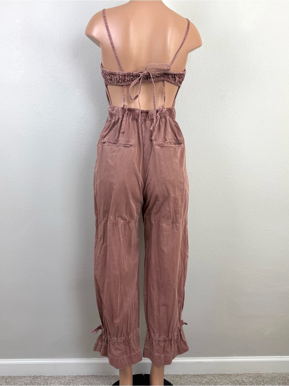 Free People Chance Of Sun One Piece Jumpsuit Strappy S Festival Boho Rust Brown - Picture 2 of 16